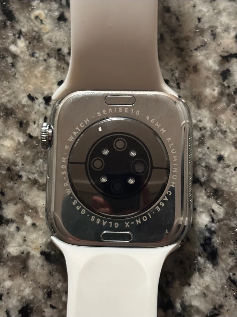 Apple White Smartwatch with White Silicone Sport Band and Charger